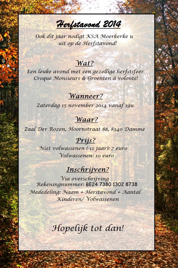 uitnodiging herfstavond